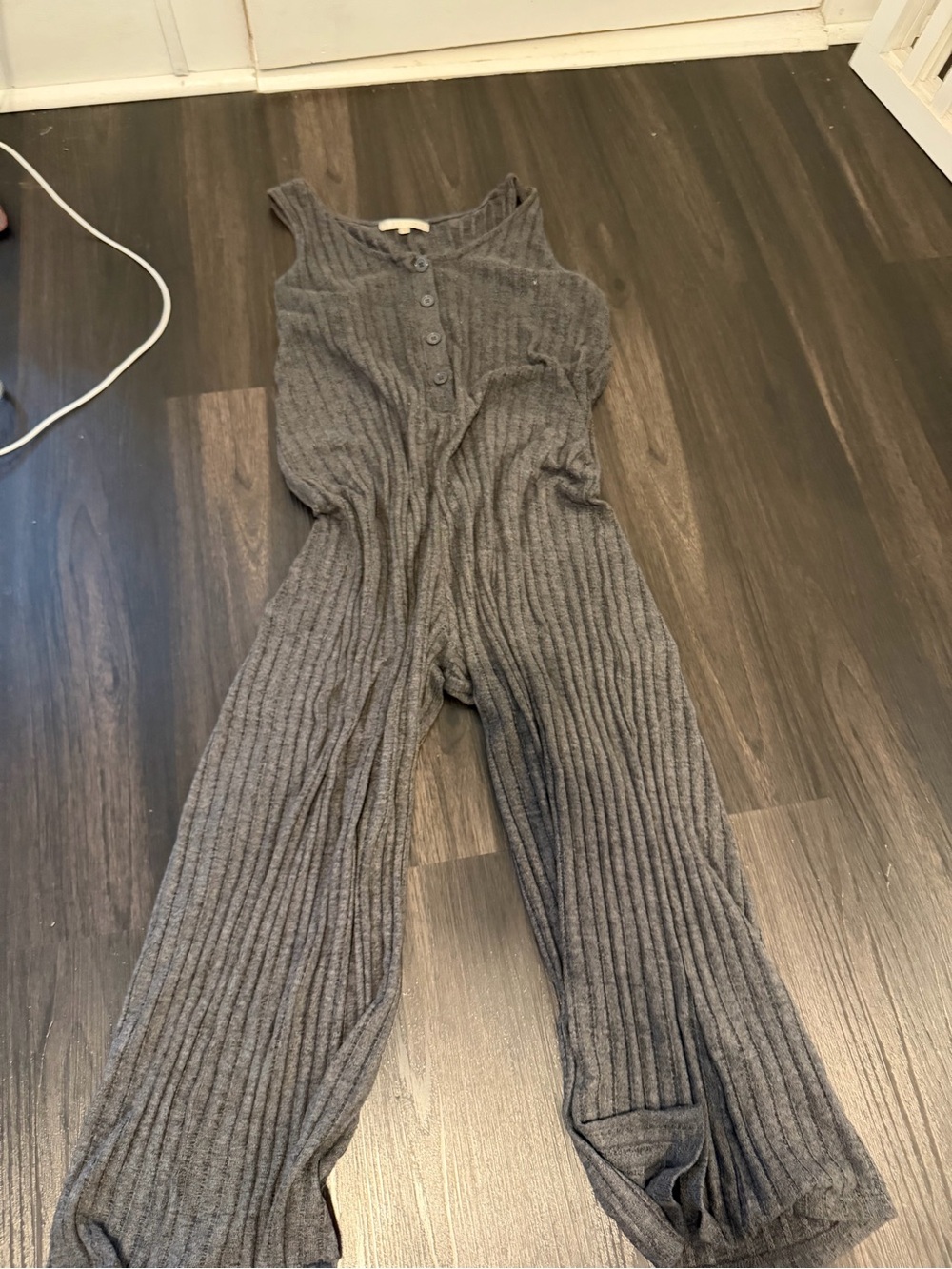 Z Supply Ribbed Sleeveless Jumpsuit in Charcoal